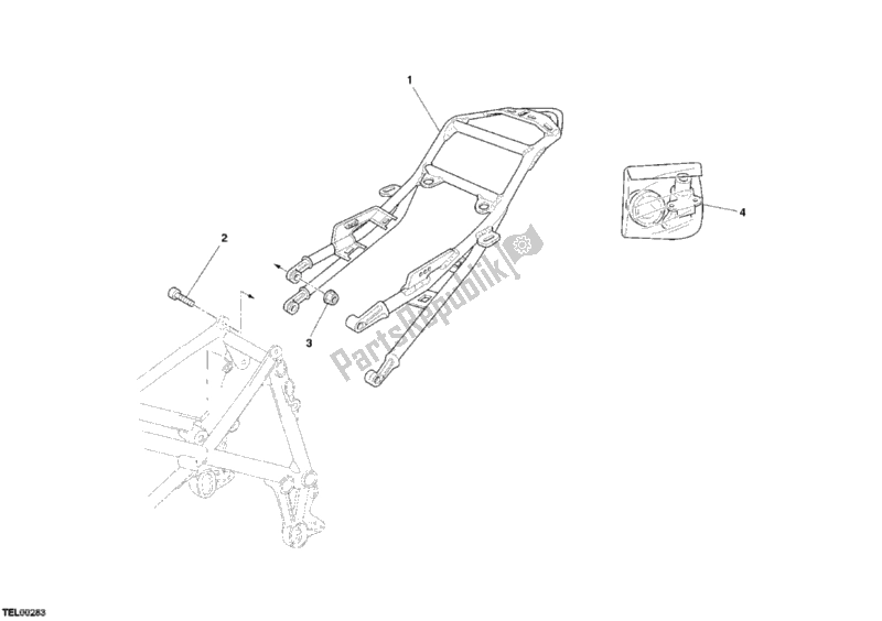 All parts for the Rear Frame Monoposto of the Ducati Superbike 749 Dark USA 2004